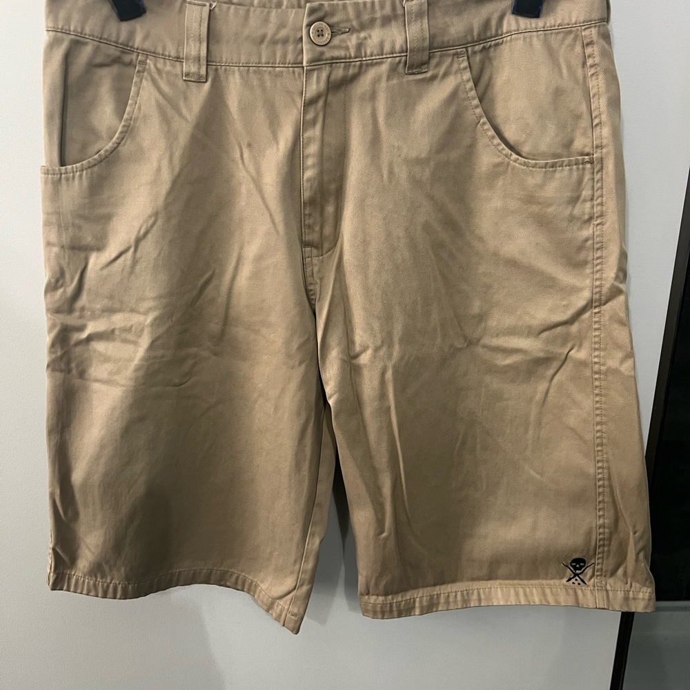 Casual Tan Flat Front Men's Shorts